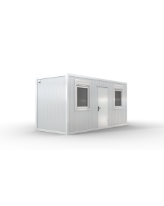 Bürocontainer isoliert, 5100 x 2160 x 2540 mm (L x B x H),  inkl. Elektropaket, 2 Fenster, Lackierung RAL 9002 grau-weiß - Variante 1