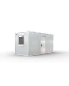 Bürocontainer isoliert, 5100 x 2160 x 2540 mm (L x B x H),  inkl. Elektropaket, 2 Fenster, Lackierung RAL 9002 grau-weiß - Variante 2