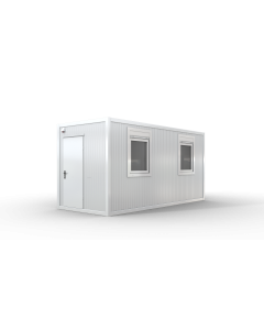 Bürocontainer isoliert, 5100 x 2160 x 2540 mm (L x B x H),  inkl. Elektropaket, 2 Fenster, Lackierung RAL 9002 grau-weiß - Variante 3