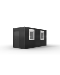 Bürocontainer isoliert, 5100 x 2160 x 2540 mm (L x B x H),  inkl. Elektropaket, 2 Fenster, Lackierung RAL 7016 anthrazit - Variante 3