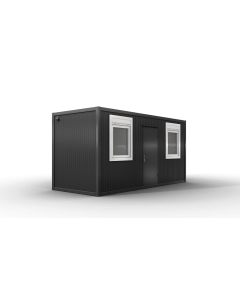 Bürocontainer isoliert, 5100 x 2160 x 2540 mm (L x B x H),  inkl. Elektropaket, 2 Fenster, Lackierung RAL 7016 anthrazit - Variante 1