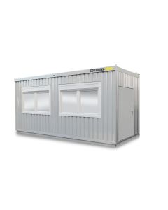 Bürocontainer isoliert, 13 qm, H2950 x B6010 x T2530 mm, inkl. Heizung, 3 Fenster, RAL 7035 lichtgrau