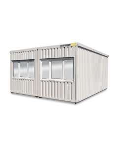 Bürocontainer isoliert, 13 qm, H2950 x B6010 x T5070 mm, inkl. Heizung und WC, 3 Fenster, RAL 7035 lichtgrau