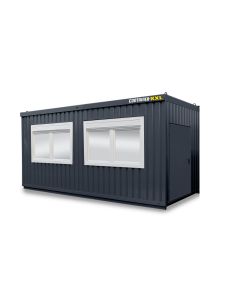 Bürocontainer isoliert, 13 qm, H2950 x B6010 x T2530 mm, inkl. Heizung, 2 Fenster, RAL 7016 anthrazitgrau