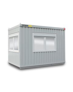 Bürocontainer isoliert, 8 qm, H2950 x B4045 x T2530 mm, inkl. Heizung, 3 Fenster, RAL 7035 lichtgrau