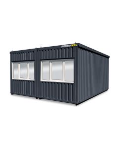 Bürocontainer isoliert, 13 qm, H2950 x B6010 x T5070 mm, inkl. Heizung und WC, 3 Fenster, RAL 7016 anthrazitgrau